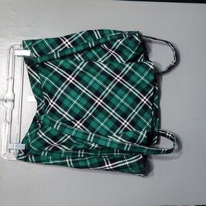Royal Bones Goth Punk Green Plaid Suspenders Mini Skirt Size large By Tripp